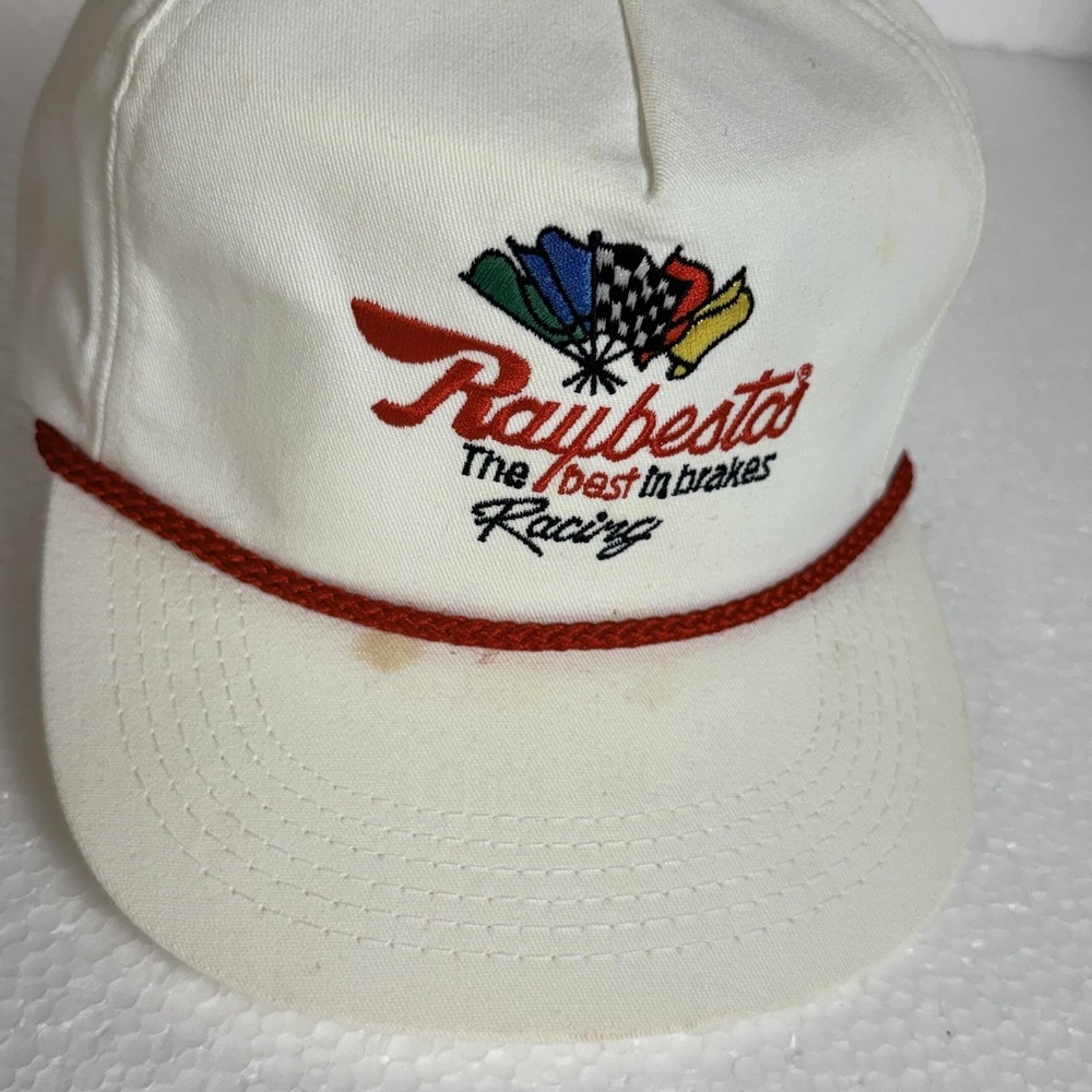 Vintage Raybestos Hat Cap Snap Back One Size White Mens AB Emblems 80s - Picture 6 of 12